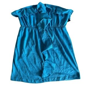 Source Unknown Y2K Blue Ruffled tube top Women’s XS